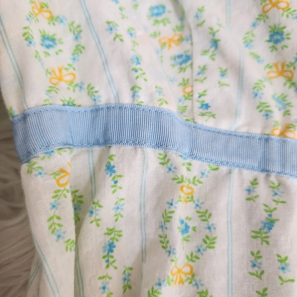 70s Vtg Handmade Maxi Prairie Dress‎ Roses Floral Seersucker cottagecore - Picture 11 of 16